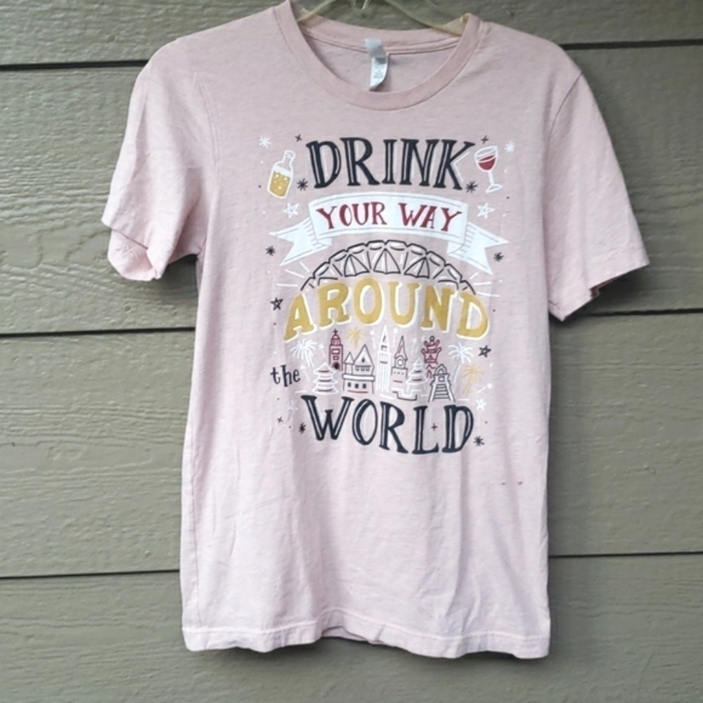 Disney Epcot drink your way around the world tee pink heather Small